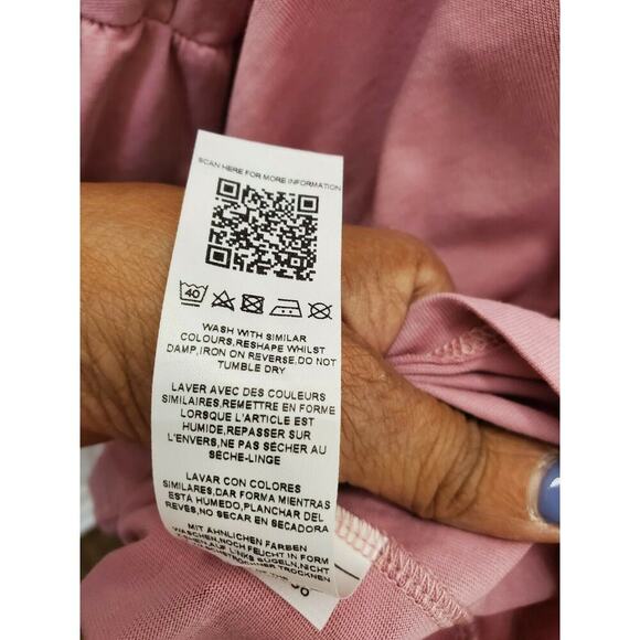 Asos Design Womens Solid Pink Cotton Round Neck Long Sleeve Knee Length Dress 16 - Picture 11 of 12